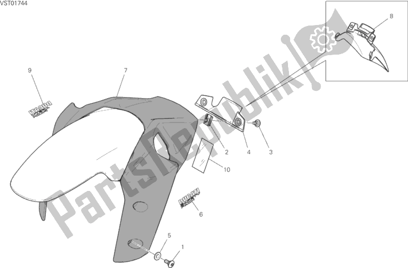 Tutte le parti per il Parafango Anteriore del Ducati Multistrada 1260 S ABS USA 2020